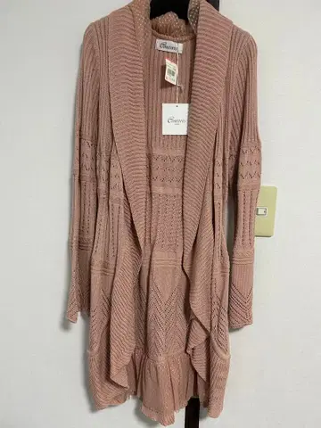 Contivis 핑크 가디건 허리 리본 포함