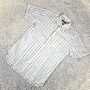 DURBAN [ M ] 반팔 셔츠 스트라이프 일본제 코튼 화이트 청량감