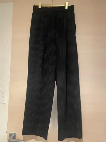 스트라이프 와이드 팬츠 블랙