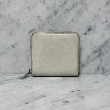 BALLY 발리 이단 접이식 지갑 천연 가죽 가죽 화이트 화이트 지퍼