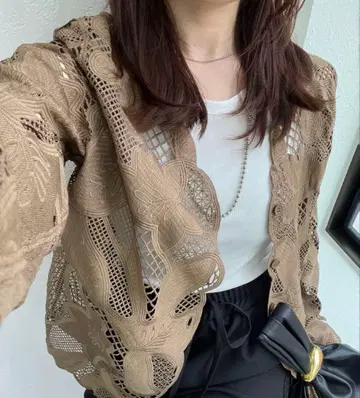 [No.271] 레이스 편직 가디건 브라운 크로셰 레이스 자켓
