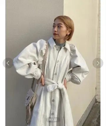 MOUSSY 퍼프 슬리브 데님 롱 드레스