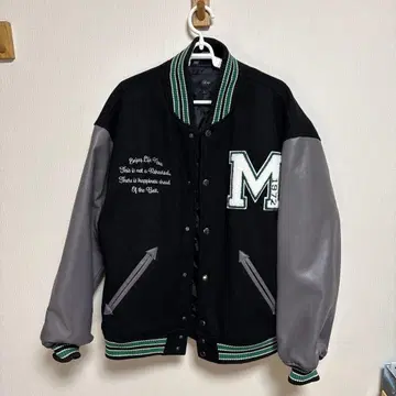 바시티 자켓 블랙/그레이 자수