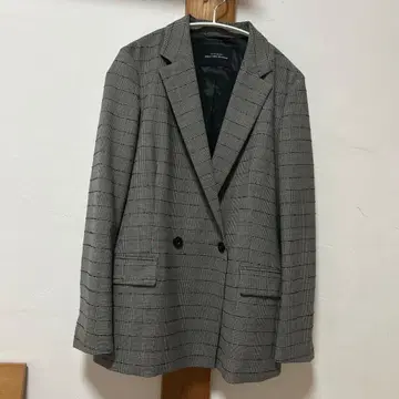 새상품급! 그레이 계열 체크 더블 브레스트 테일러드 자켓