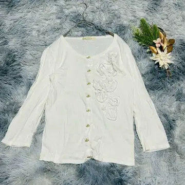 VIAMONDO 비아몬드 (M) 7부 소매 가디건 크루넥 화이트