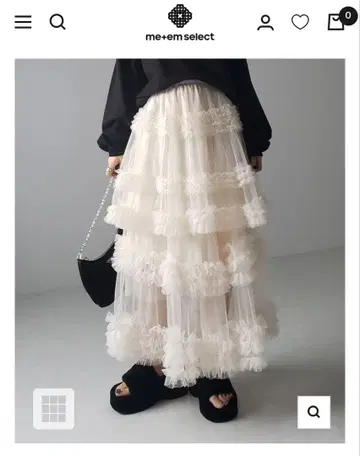 me+em select 시어 프릴 레이어드 볼륨 샤샤 스커트