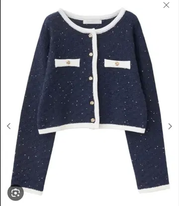 LILIAN CARAT 트위드 가디건 네이비 2