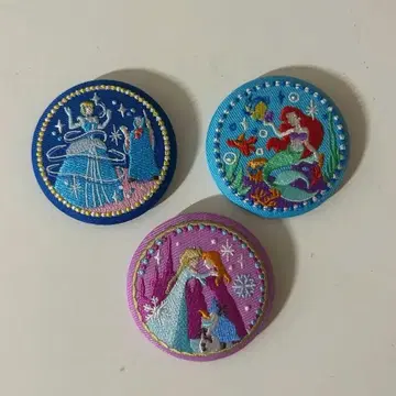 디즈니 프린세스 자수 핀 배지 3개 세트