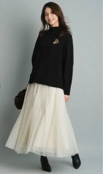 저스길리티 시어 도트 튤 스커트