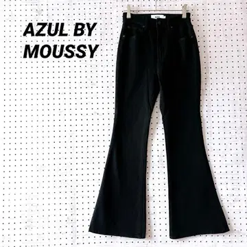 아줄바이마우지 플레어 데님 팬츠 하이웨스트 (XS) 슬림 레그 블랙