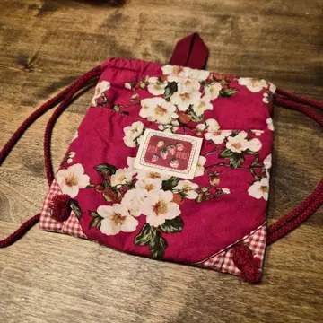 Pink House 꽃딸기 복조리 파우치 빈티지