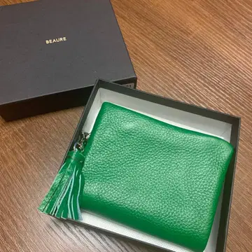 BEAURE 그린 가죽 접이식 지갑 미사용 새상품