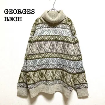조르주 레쉬 니트 베이지 노르딕 올 패턴 터틀넥 개성있는