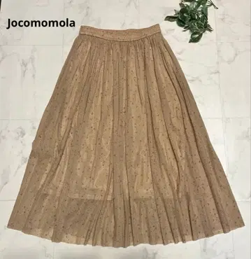 새상품급 호코모모라 플리츠 올 패턴 롱 스커트 사이즈 40 베이지 도트
