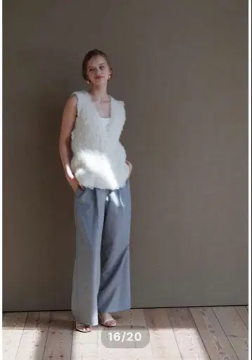 새상품급 pois 포와 이지 와이드 팬츠 그레이