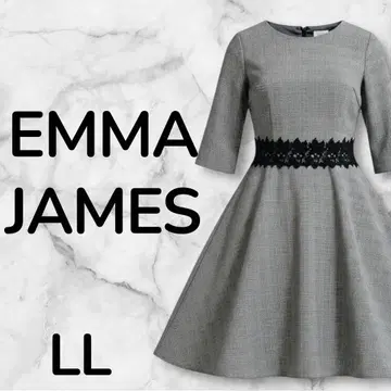 EMMA JAMES 레이스 절개 글렌체크 원피스 LL