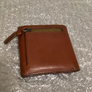 브라운 접이식 지갑 지퍼 포함