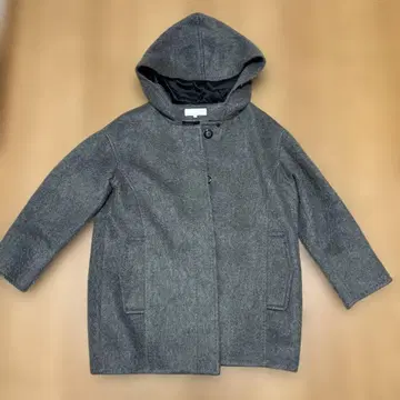 그레이 후드 부착 울 코트 사이즈 38