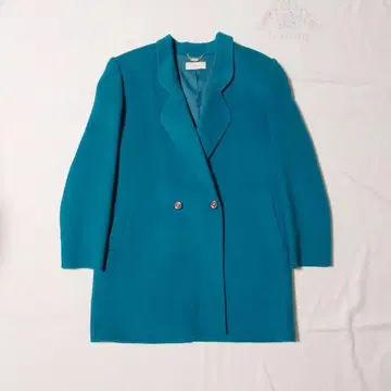 울 100% 캐시미어 더블 브레스트 자켓 터콰이즈 블루 클래시컬