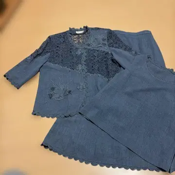 ROUGE 자수 다크 블루 셋업