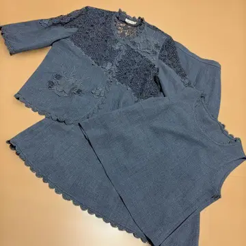 ROUGE 자수 다크 블루 셋업