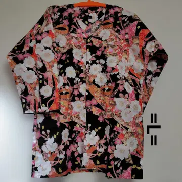 다보셔츠 - 블랙 길상 묶음 노시 벚꽃 - L