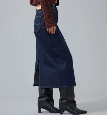 Lee 스트레이트 데님 스커트 다크 블루