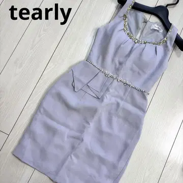 tearly 비쥬 펄 등 오픈 미니 드레스 라이트 퍼플 연보라