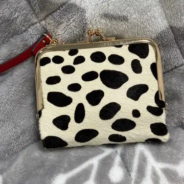 레오파드 무늬 퍼 이단 접이식 지갑