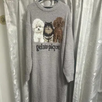 젤라또피케 파우더 DOG 3종 패턴 자카드 원피스 그레이 강아지 새상품급