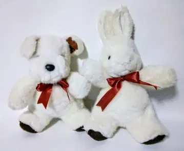 봉제 인형 토끼 개 2체 세트 쇼와 레트로 빅 사이즈