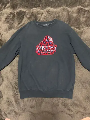 XLARGE 레오파드 무늬 디자인 블랙 맨투맨 트레이닝복