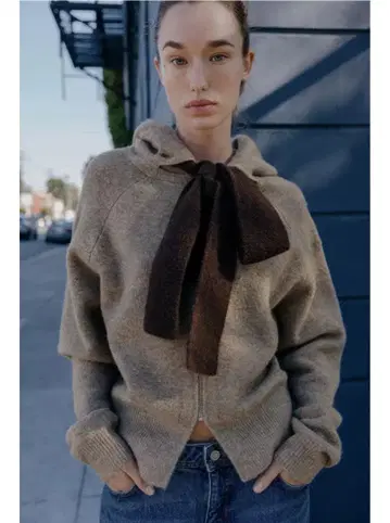 대비 드로우 스트링 후디 M 베이지 후드 부착 리본