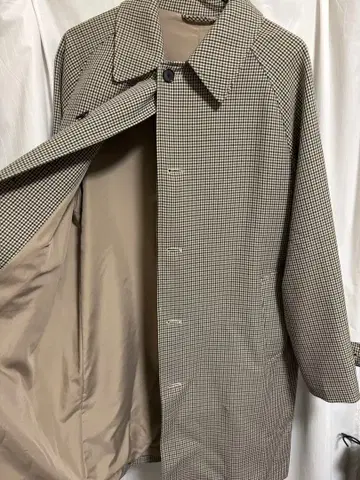 체크 무늬 스텐카라 코트