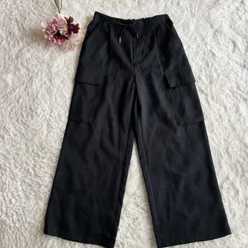 카고 팬츠 블랙 허리 백 밴딩 M 새상품급