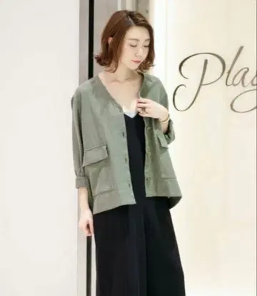 플라주 노카라 자켓 카키