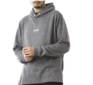 BALR. 보라 로고 후드티 그레이 사이드 지퍼 후드 부착 후드티