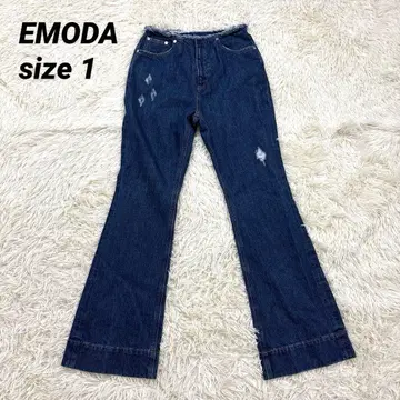 EMODA 에모다 데님 팬츠 플레어 데미지 1