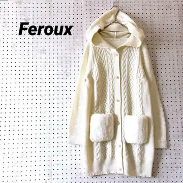 페루 후드 부착 롱 니트 아란 편직 포켓 퍼 (2) 아이보리 계열