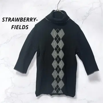 [스트로베리 필드] 터틀 니트 스웨터 아가일 무늬 블랙 7부 소매