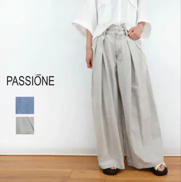 새상품급 PASSIONE 턱 데님 와이드 팬츠 그레이 40 사이즈