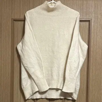 캐시미어 혼방 모크넥 니트, 아이보리