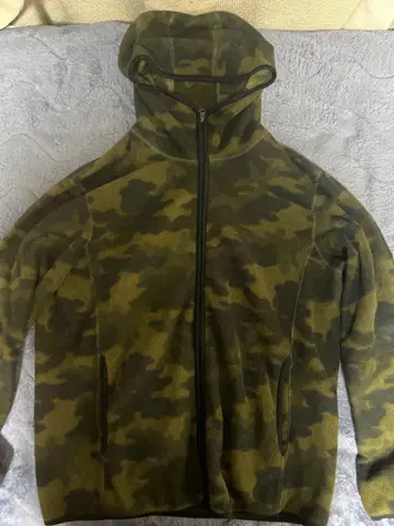 카모 패턴 플리스 풀 집업 후드티