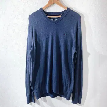 TOMMY HILFIGER 니트 스웨터 네이비 남성용 XL 구제 의류
