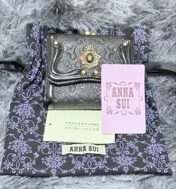 ANNA SUI 세르팡-이단 접이식 금속 잠금 지갑