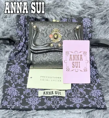 ANNA SUI 세르팡-이단 접이식 금속 잠금 지갑