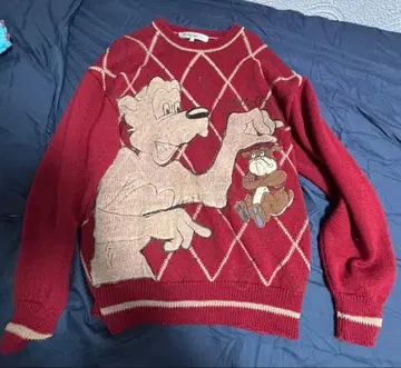 WIKE&LON 빨간색 아가일 스웨터 L