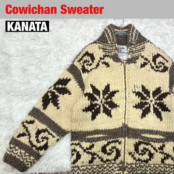 [ KANATA ] 카우친 니트 스웨터 집업 눈꽃 패턴