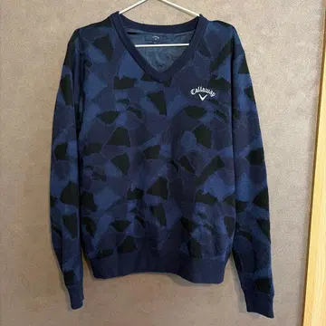 캘러웨이 네이비 카모플라주 V넥 스웨터 니트 골프 남성용