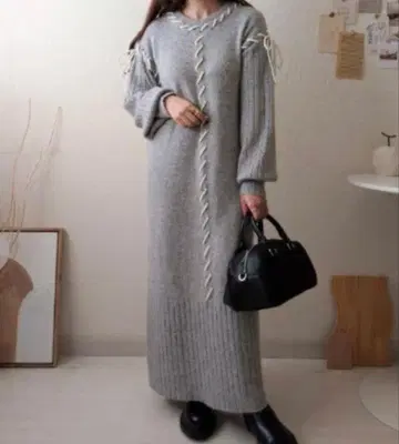 시마무라 daaco 그레이 니트 원피스